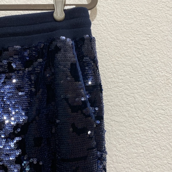 Anthropologie ett:twa Women's Sequin Velvet Dark Blue Elastic Waist Joggers L - Picture 4 of 8